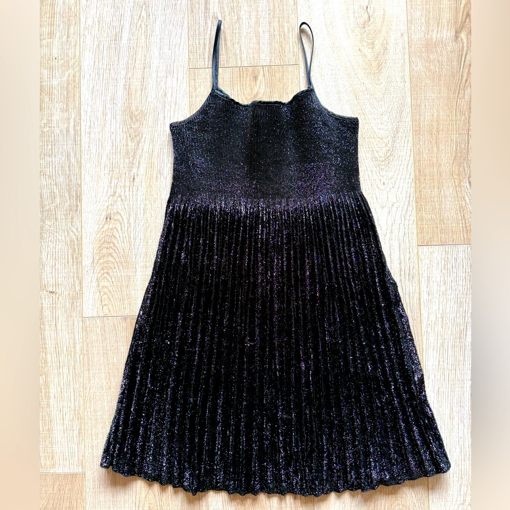 Vivienne Tam black pleated elastic mini dress sz 1